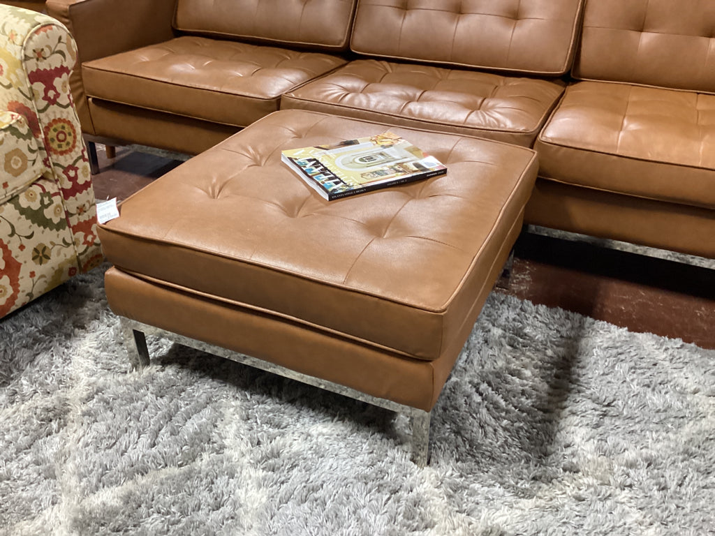 Ottomans / cognac faux leather 28 x 28 x 16