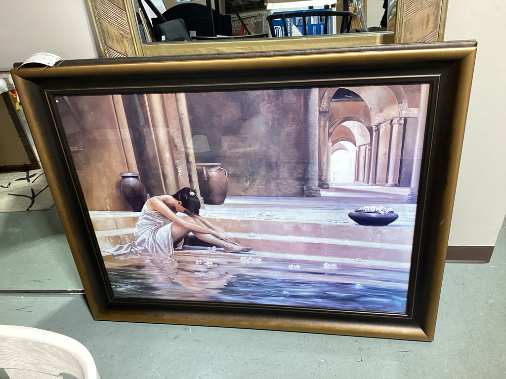 "Healing Waters" Large Decorative Framed Art 44x55 AS FOUND