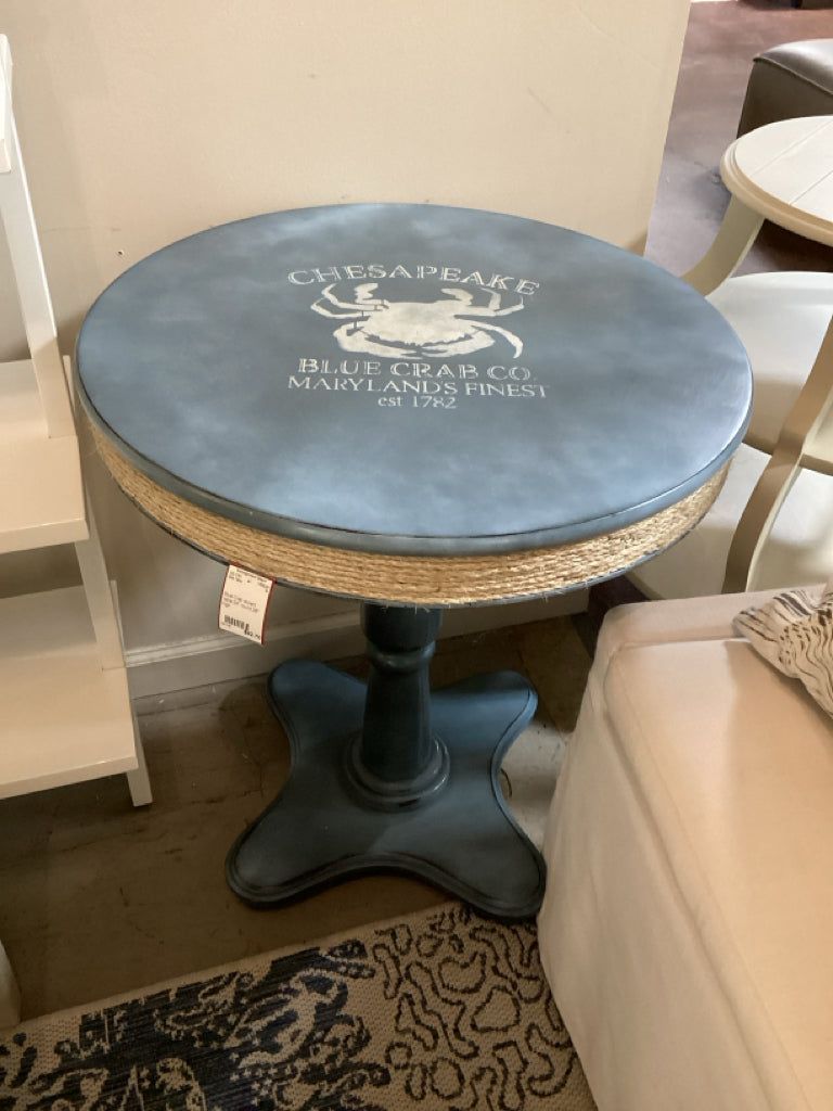Blue Crab accent table 24" round 28" high