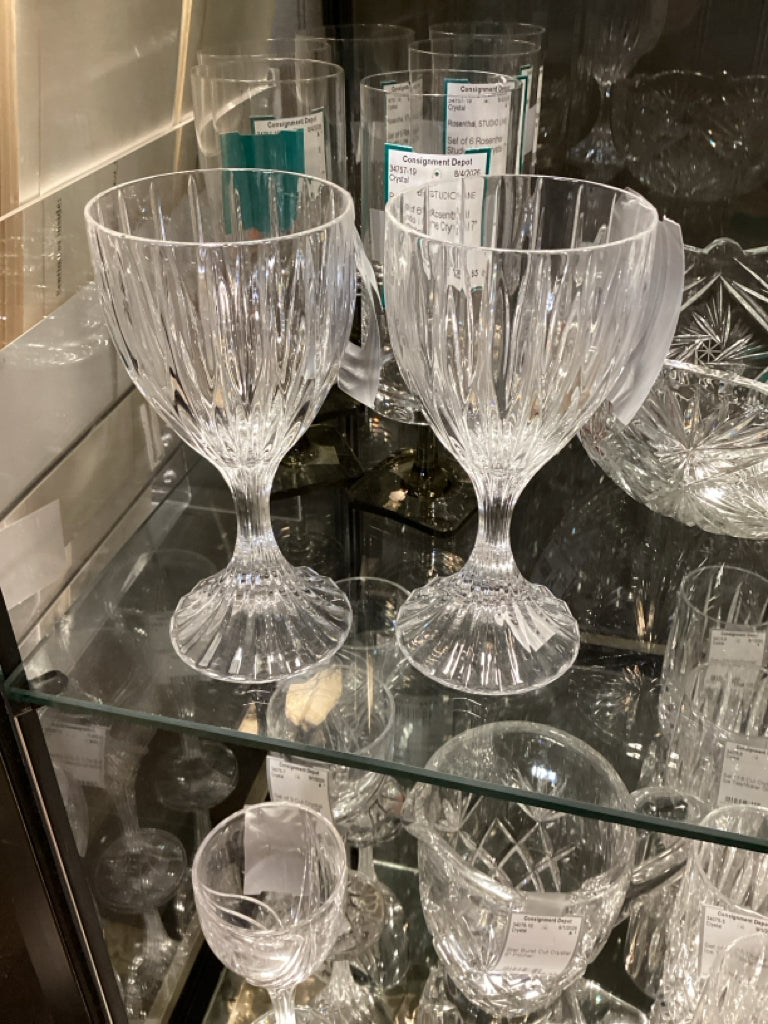 Pair of Cut Crystal Wine Glasses