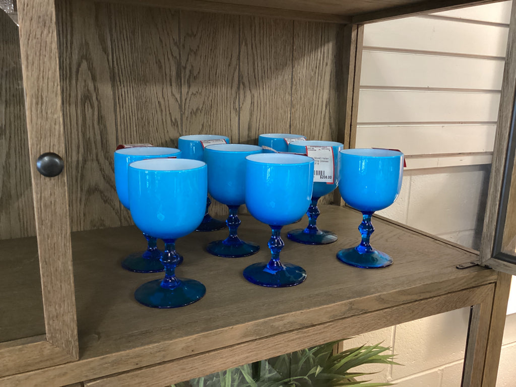 Carlo Moretti Italian Blue Wine Glasses SET OF 8