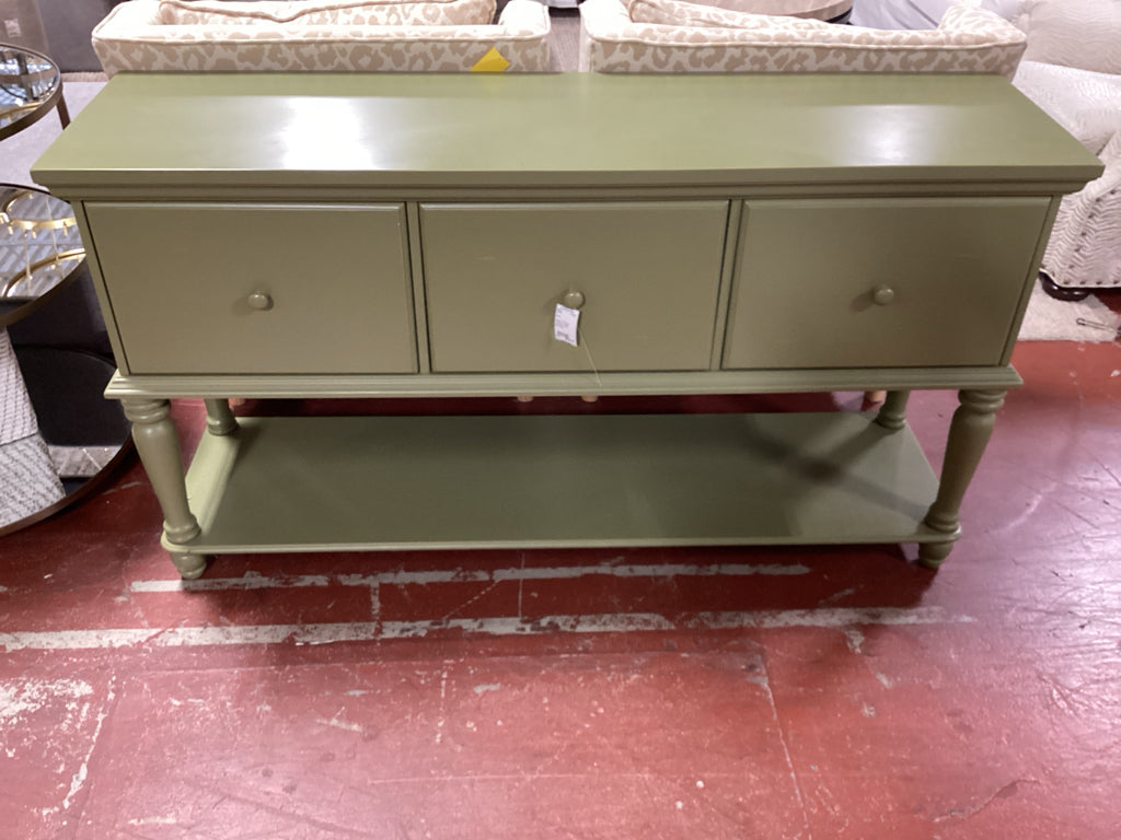 Green 3 Drawer Console Table 58x16x32