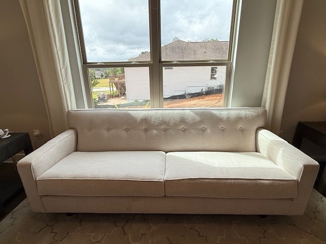 Rowe 2 cushion Tufted Back Sofa Cream 88x24x33