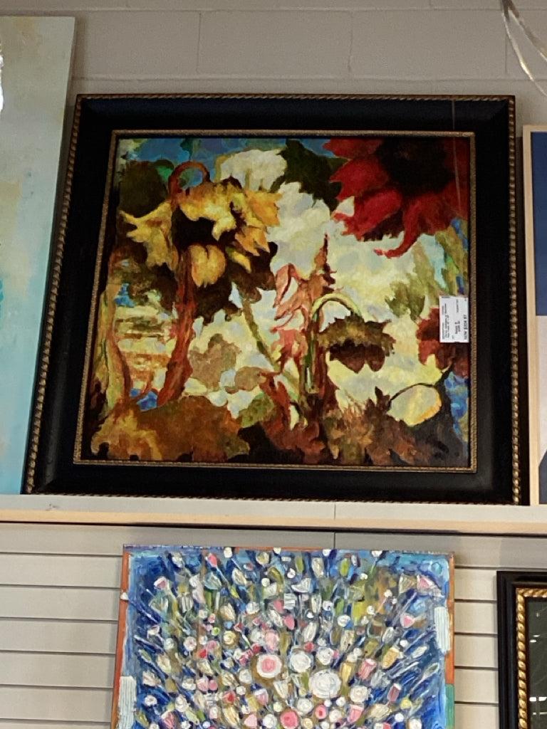 Vibrant Sunflowers w/ Black/Gold Rope Frame 45" x 45"
