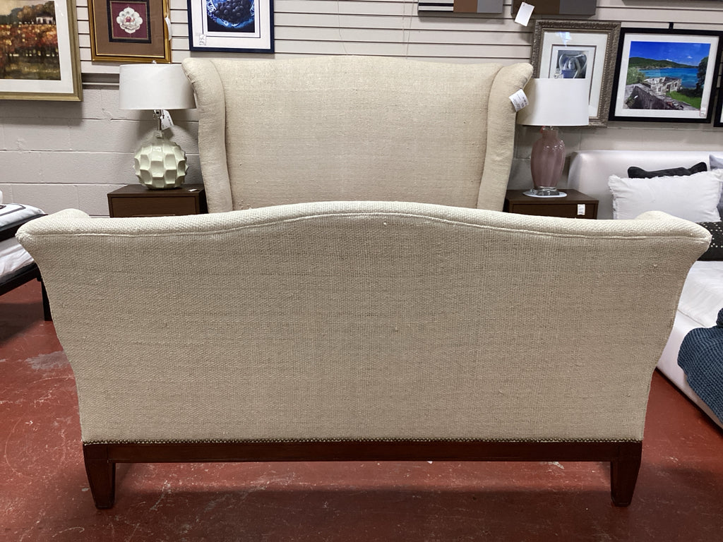 Ralph Lauren Upholsterd Wingback Style Queen Bed with Matching Footboard