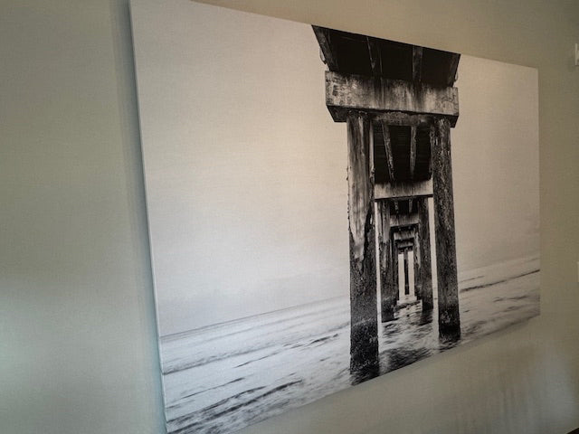 BLK/WHT photo pier canvas art â€œLa Jolla Scripps Pierâ€