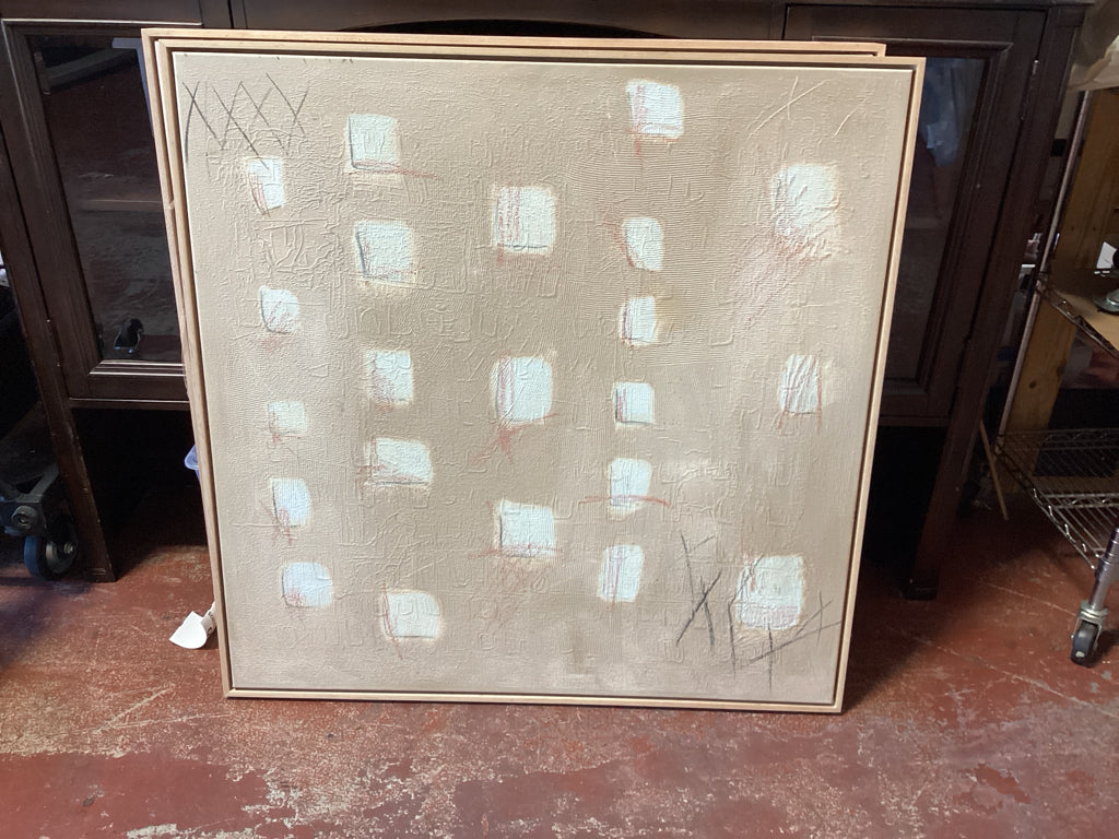 Pottery Barn Art, "Cinnamon Billet" w/Maple Frame, Abstract,39x39
