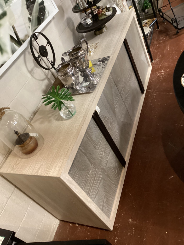 Universal Furniture Brinkley Credenza; light tone wood; 4 door; 80x20x32