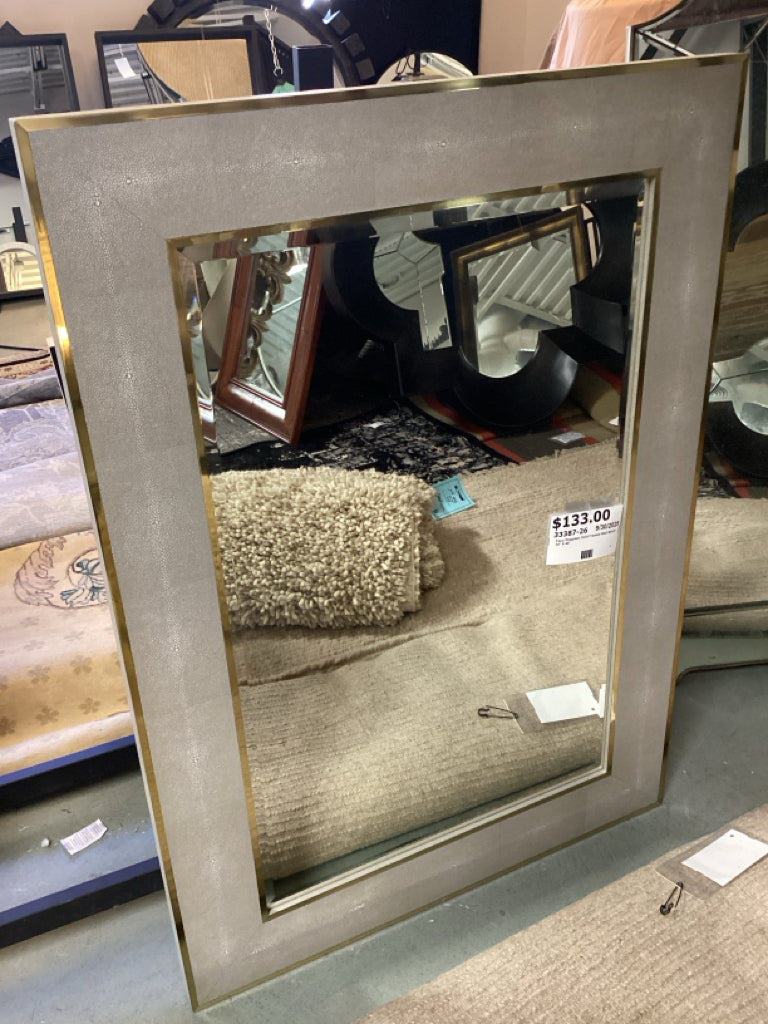 Faux Shagreen Gold  Framed Wall Mirror 34" X 48"