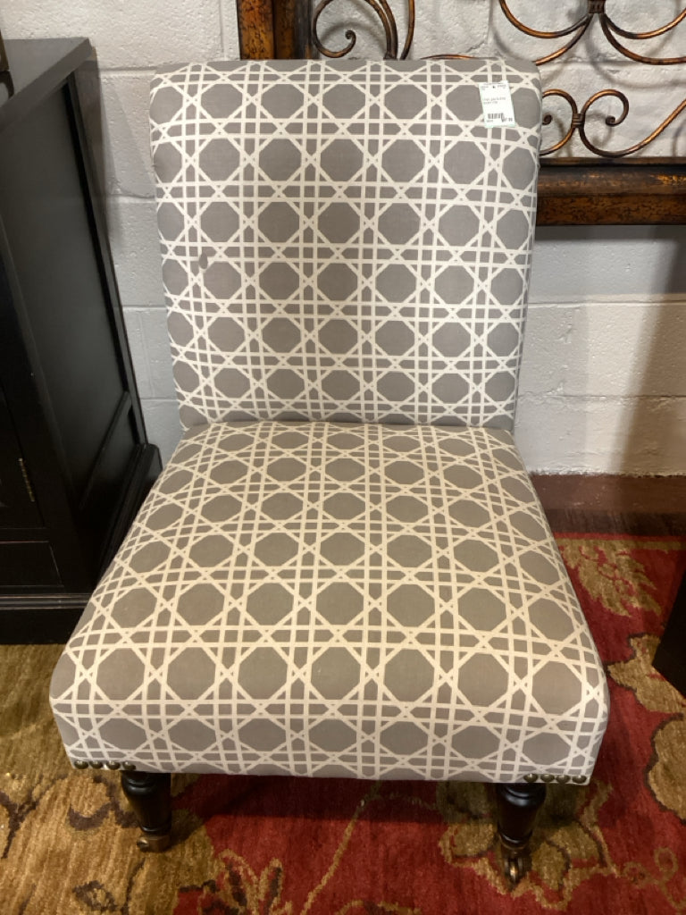 Chair/ grey & white accent chair