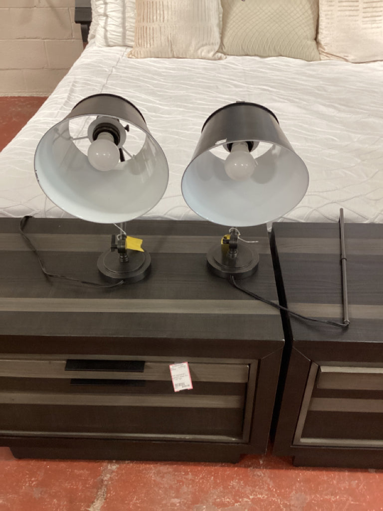 PAIR Restoration Hardware grey metal wall sconces / plug in