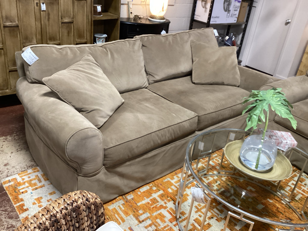 Beachside Walk Tan Two Cushion Sofa w/ Two Accent Pillows 87"W x 43"D x 31"H