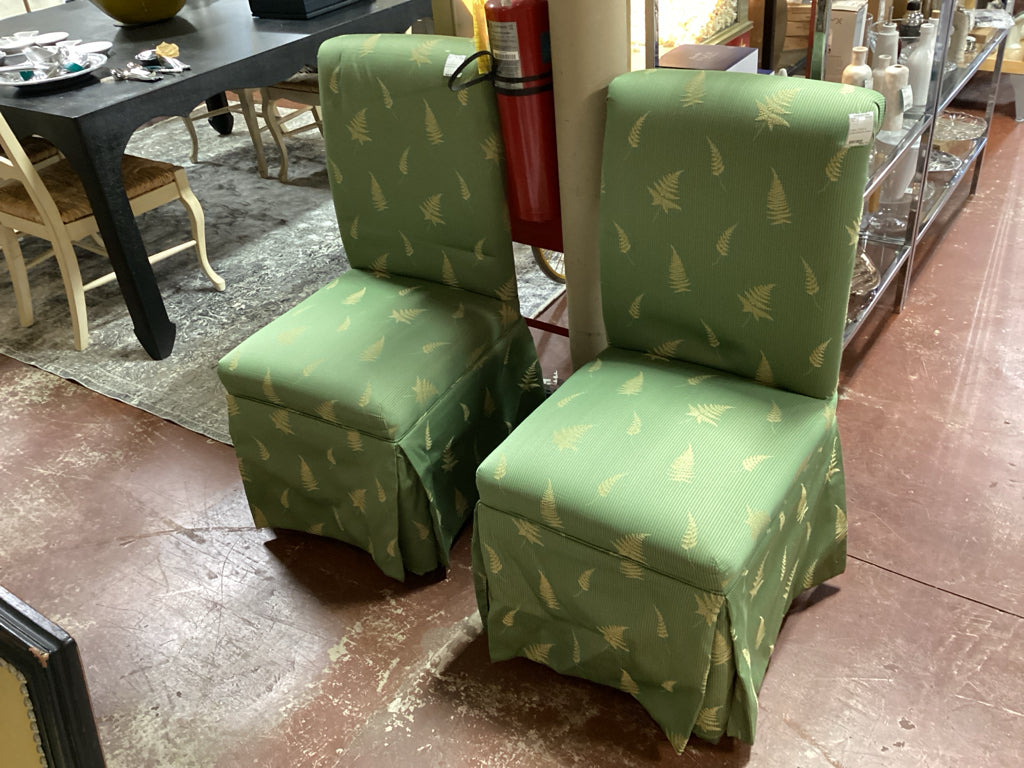 Chairs / PAIR of green parsons chairs