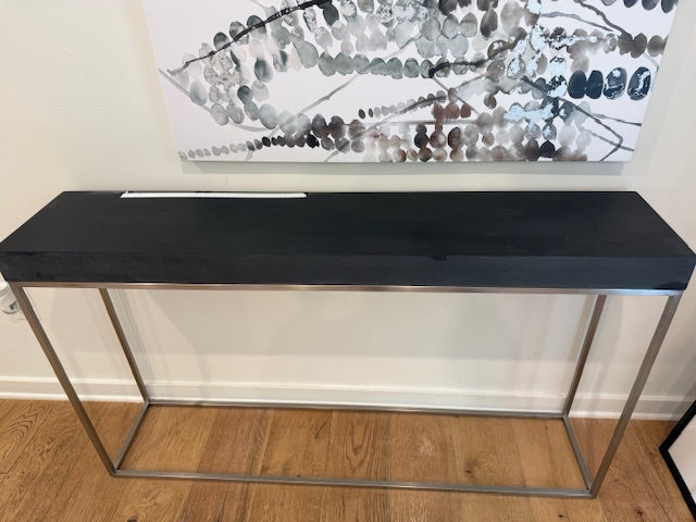 Uttermost Blk Media Console w/ Brushed Chrome Base 54x11x31.5