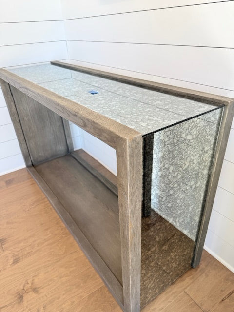Four Hands Finley Console-Mercury Glass/Wht Oak 60x18x34