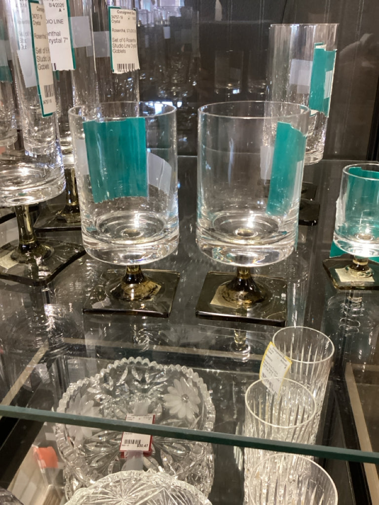 PAIR Rosenthal Studio Line Cordial Liqueur Glass Smoke-Stem Crystal