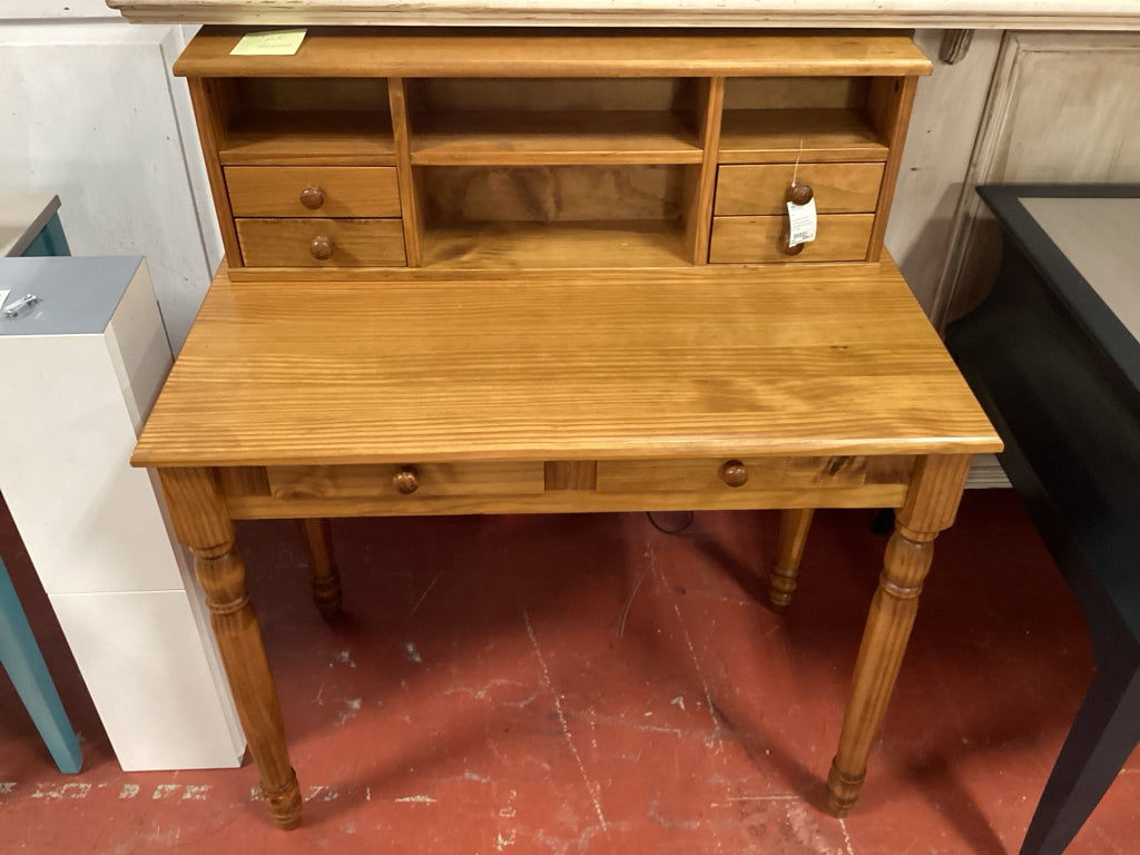 Solid Pine hand crafted table with organizer hutch 37 x 21 x 42