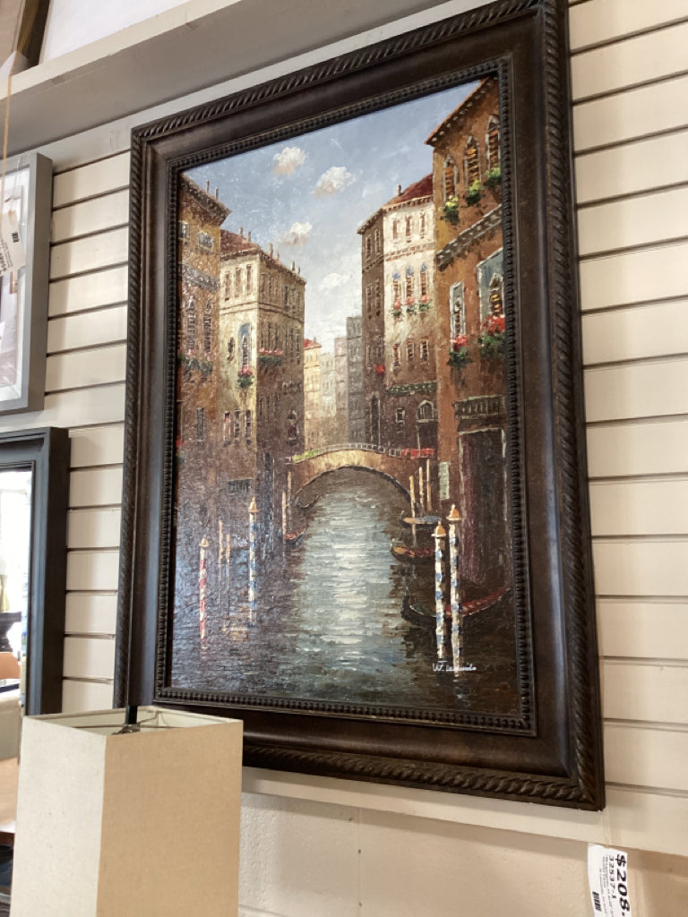 W Leonardo 31.4x44" Art Original Oil Venice Canal
