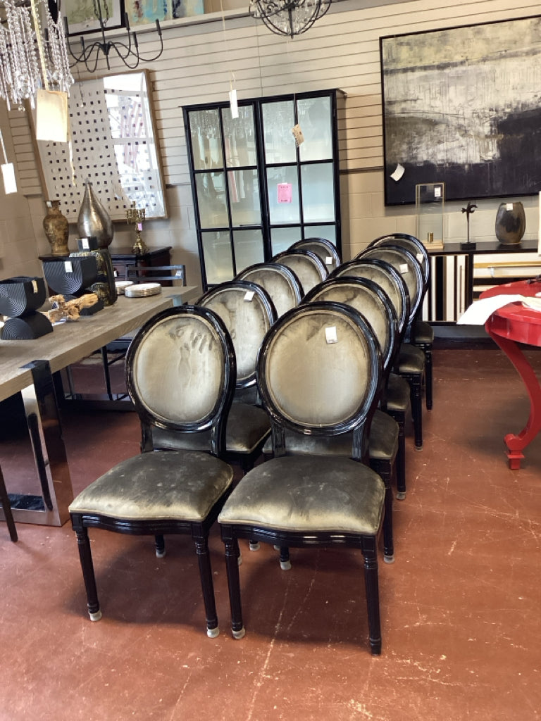 Noble House Dining Chairs / SET of 10 / grey velvet / black frame