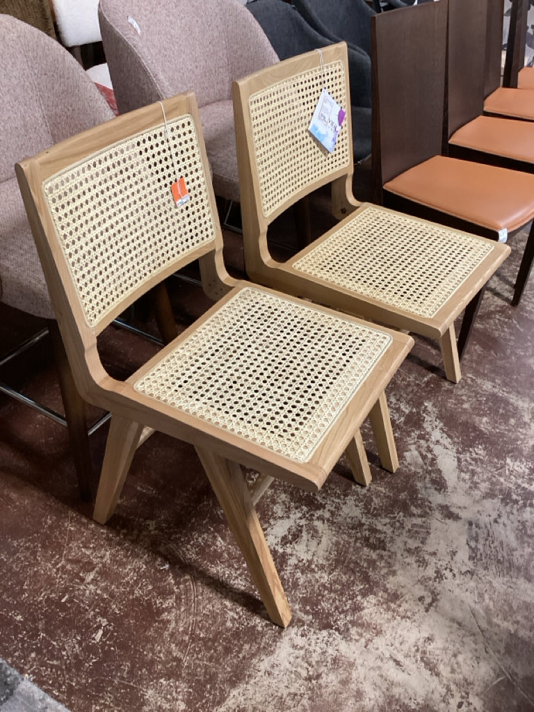 Pair of Safavieh Hattie French Cane Back Chairs 18"W x 21"D x 34"H