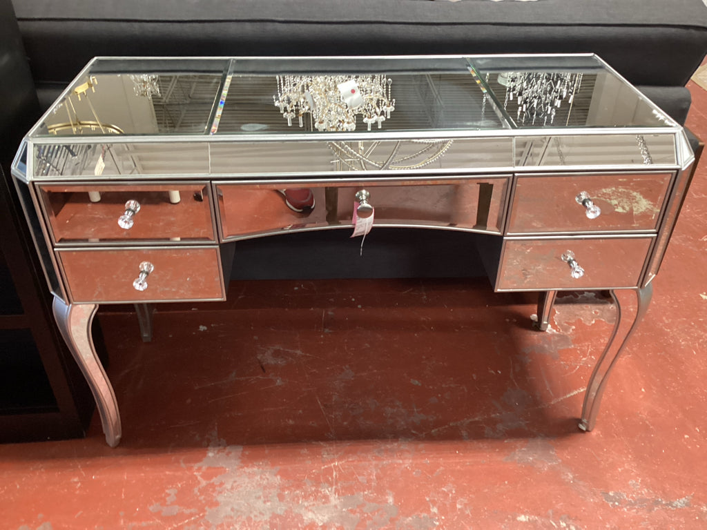 Mirrored Vanity/ desk 5 drwr 48 x 19 x 32" high