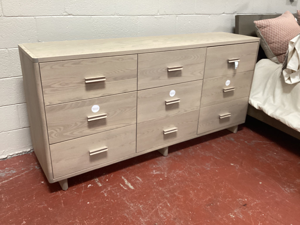 The Clinton 9-Drawer Dresser Whitewash Ash  72"W, 18"D, 35"H