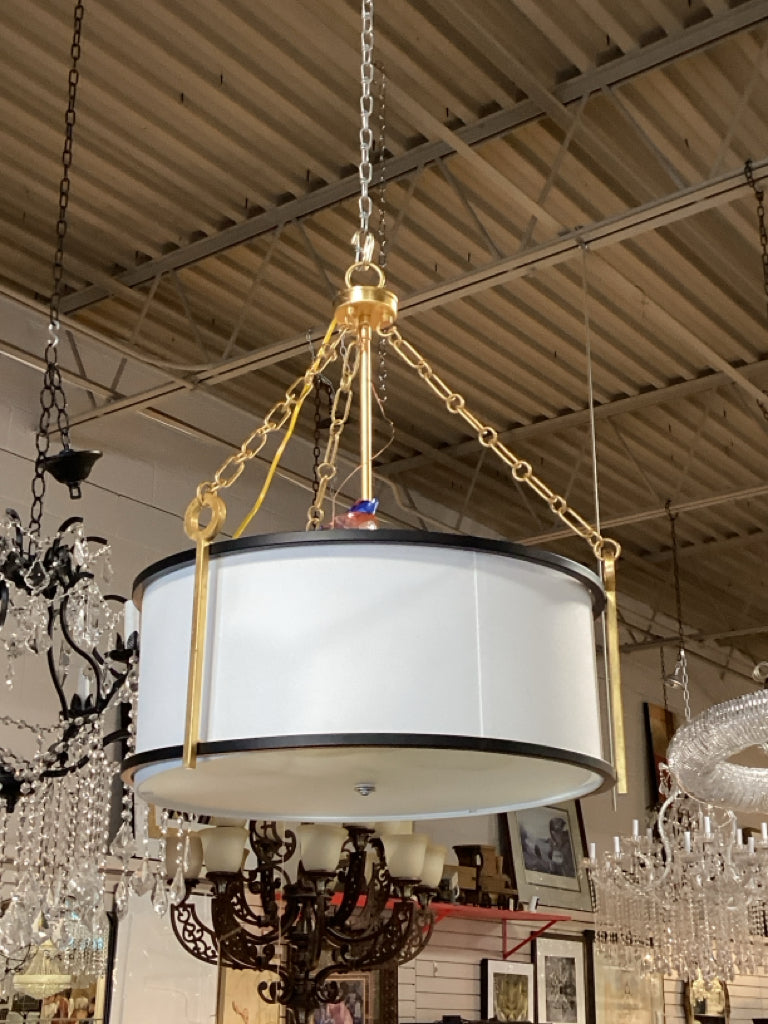 Kian Three-Light Pendant in Matte Black w/True Gold 22"D x 26"H