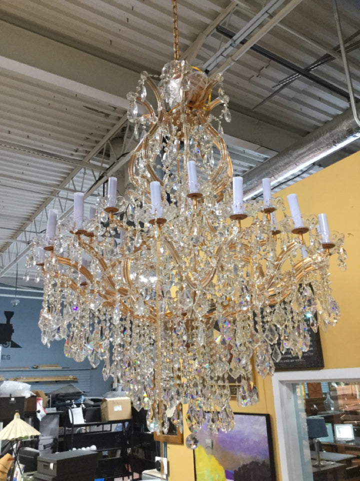 Gold and Glass Crystal Chandelier 40x50 25 Lights #13