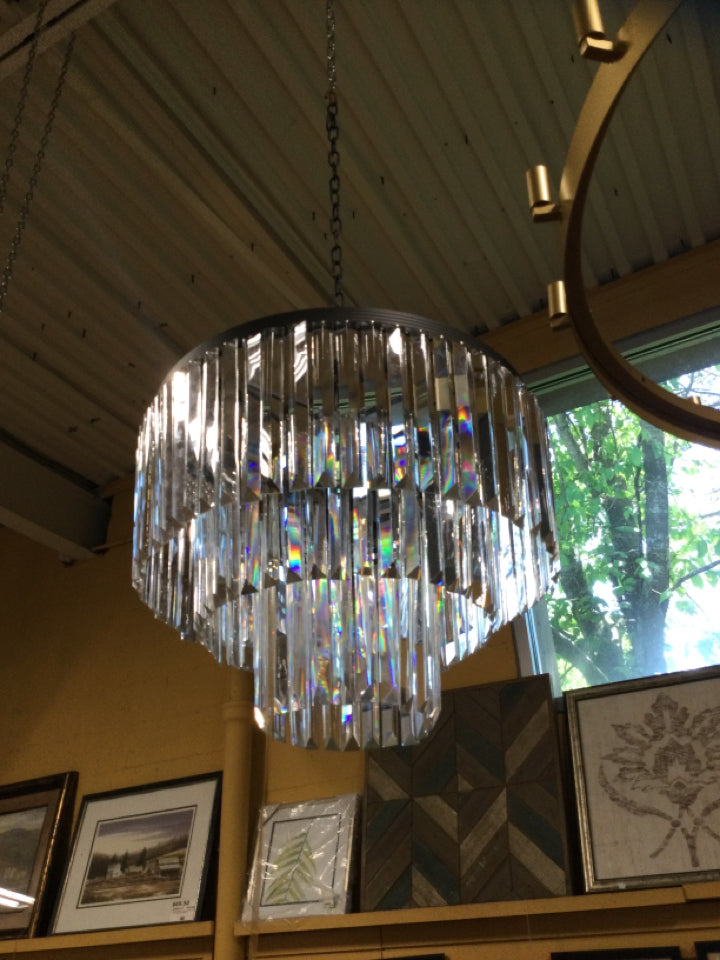 Pewter Tone and Smooth Crystal 9 Light Chandelier 20x16