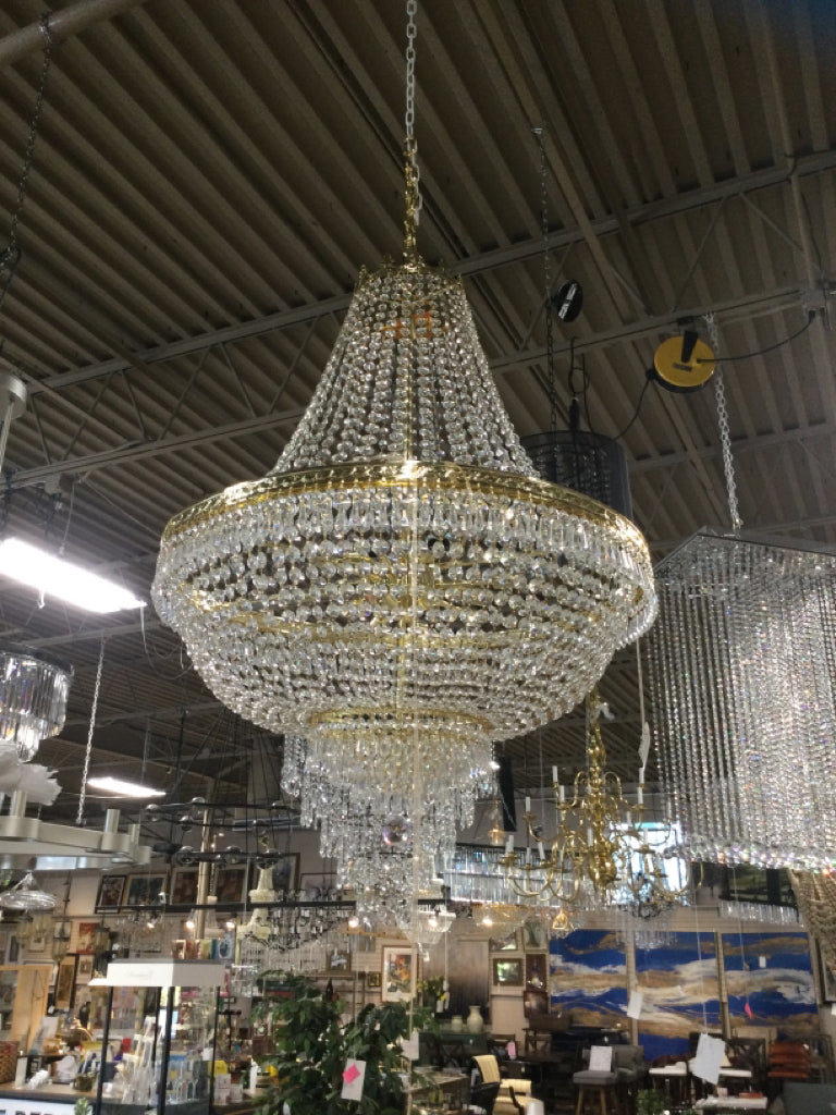 Crystal Bell Shaped Chandelier Gold  36 H X 29 W 30 Lights 14