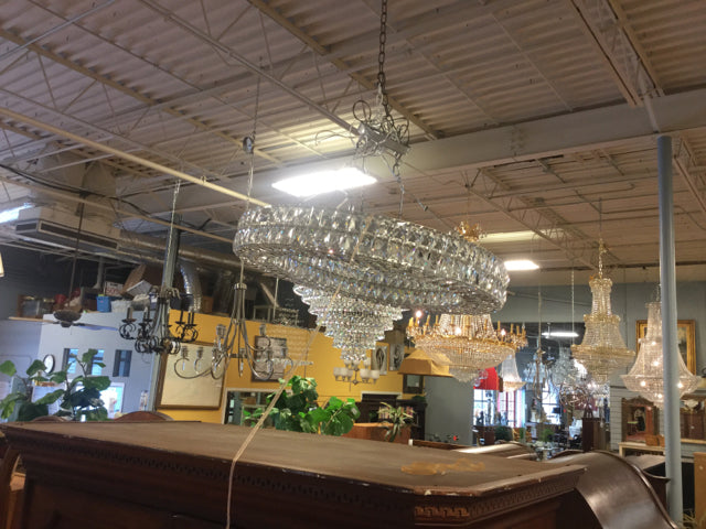 Modern Silver And Crystal Flat Circle Light Fixture
