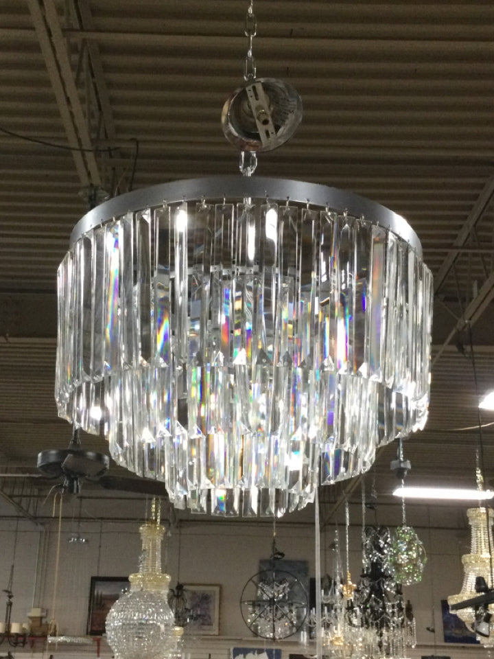 9 Light Silvered Crystal Chandelier 20x24