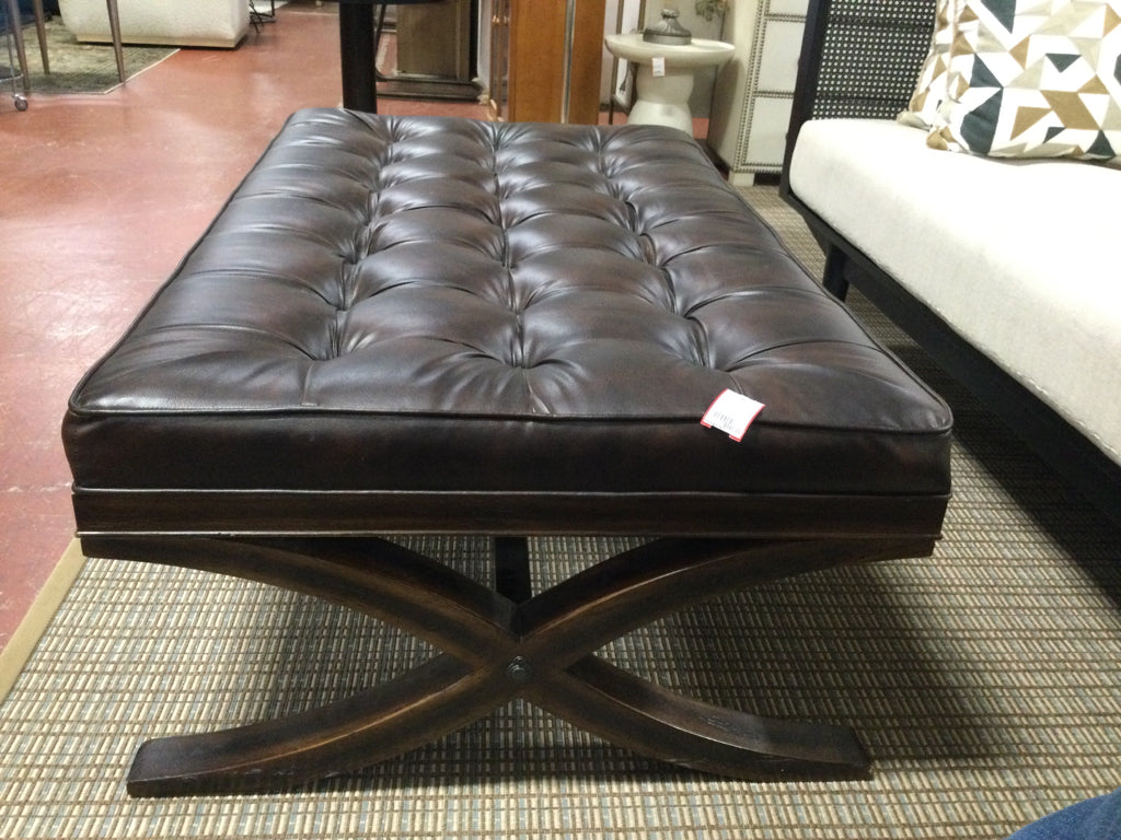 Bassett Coffee Table Brown Leather 54x32x18