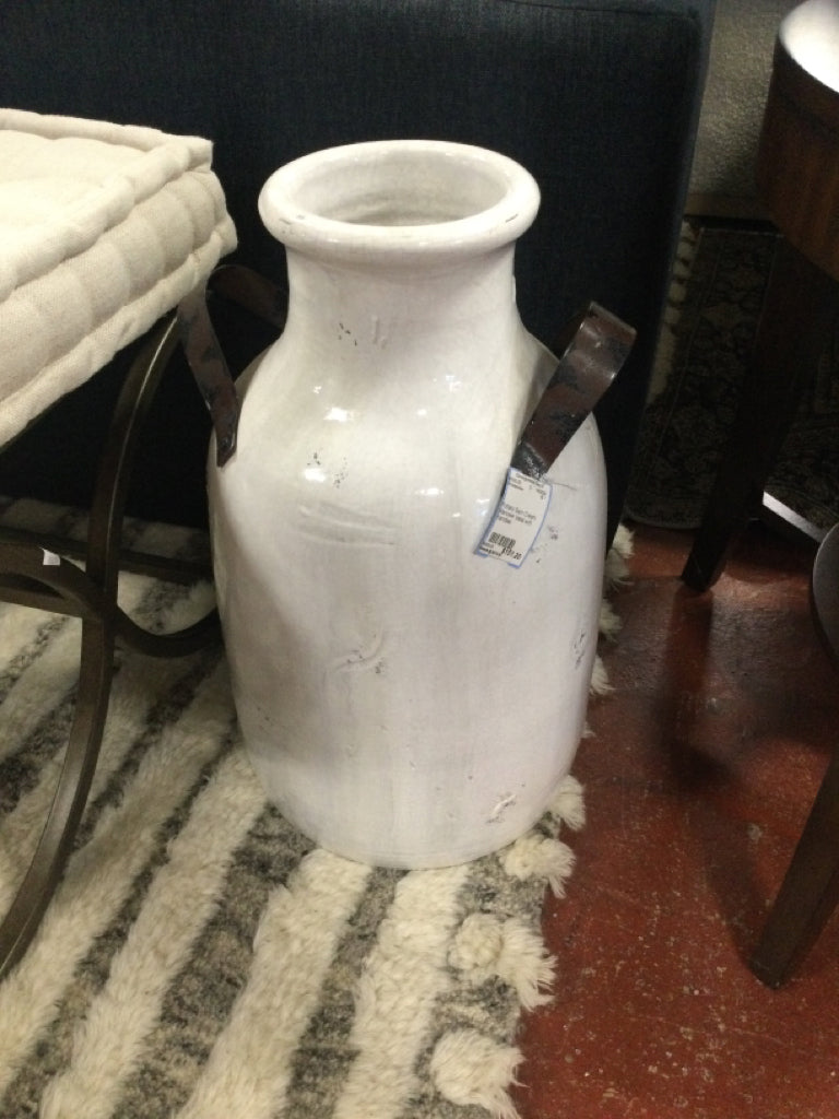 Pottery Barn Cream Marlowe Vase with Handles