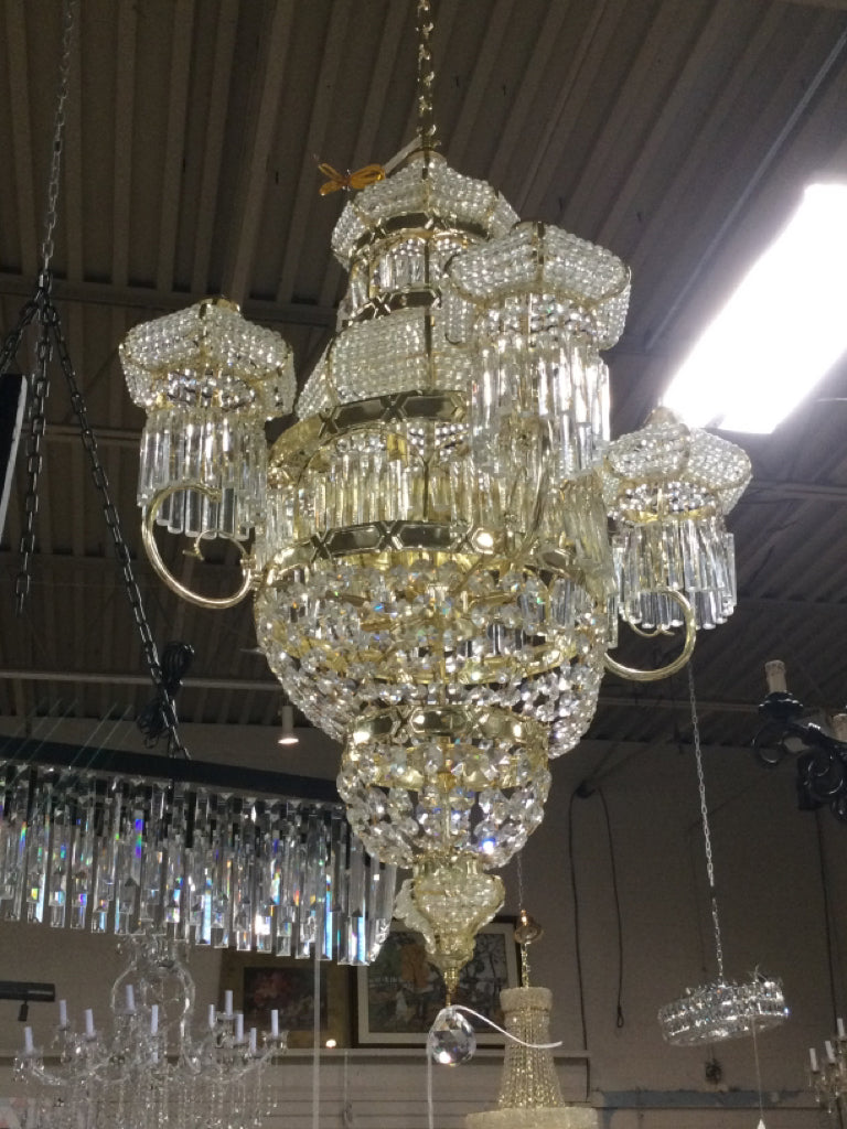 Crystal and Gold 10 Light Chandelier