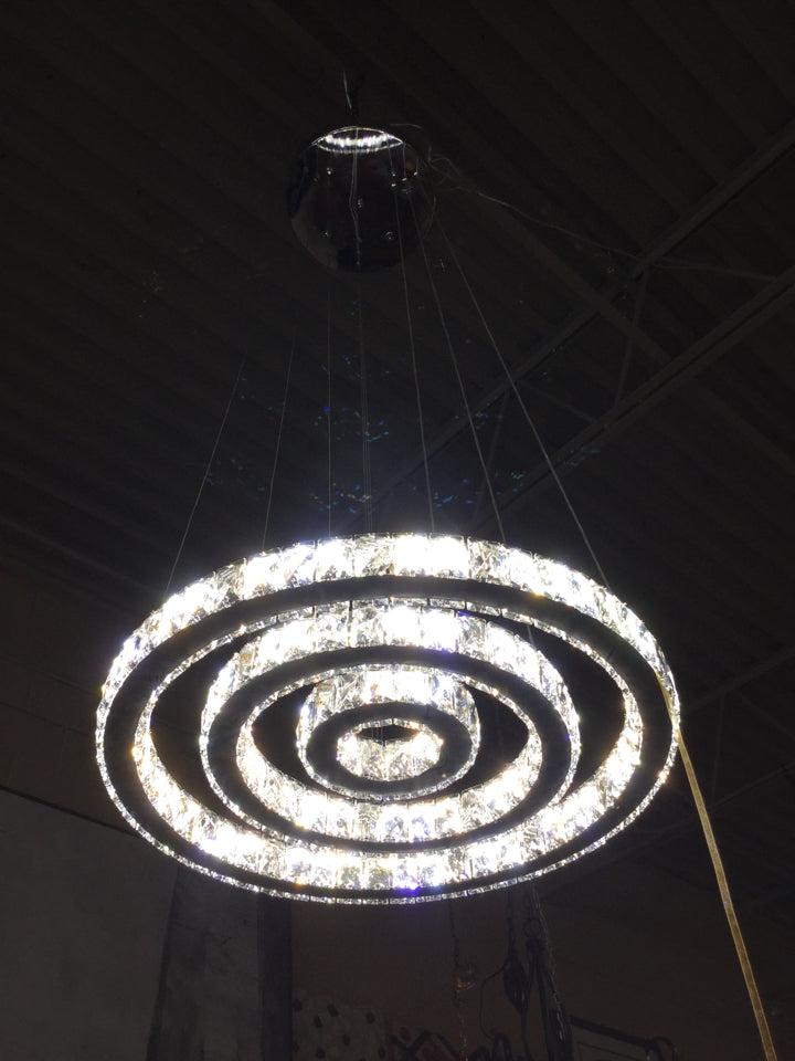 3 Circles Modern Silver Metal and Crystal Light Fixture