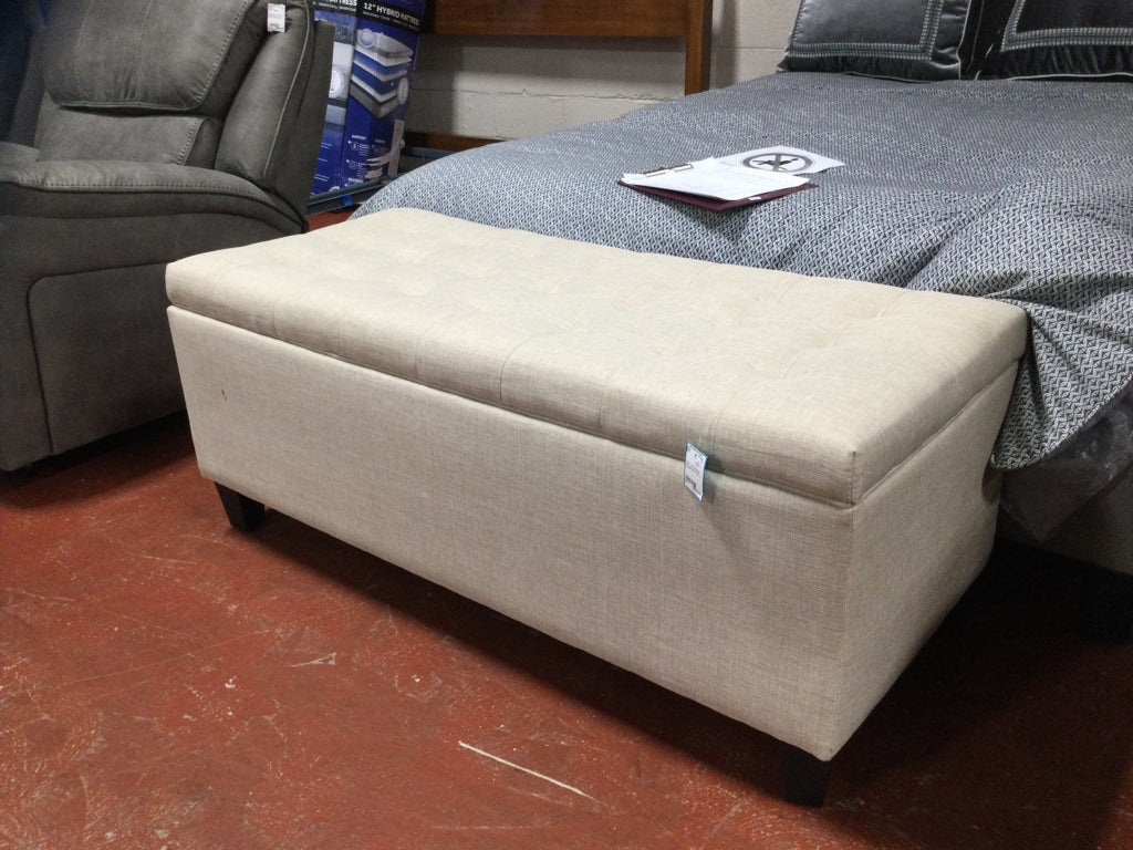 Cream Upholstered Storage Bench 50" x 21"
