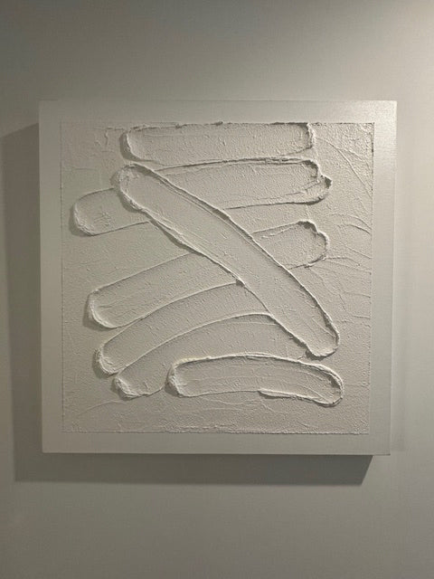 Hand Painted Art White "Vestige of Winter" 30x30
