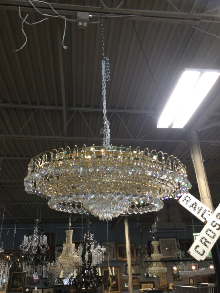 Gold And Crystal 12  Light Chandelier 36" Round